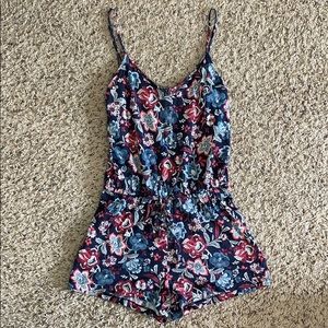 Aeropostale Floral Romper w/ buttons & tie @ waist